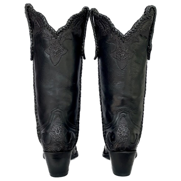 OLD GRINGO Julian Tooled Leather Black Tall Cowgirl Cowboy Western Boots 7.5 - Picture 3 of 5